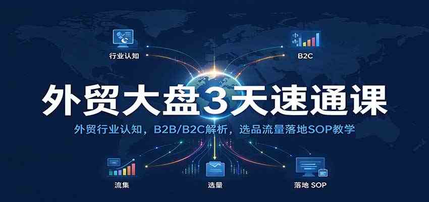 外贸大盘3天速通课：外贸行业认知，B2B/B2C解析，选品流量落地SOP教学-宝藏屋创业网