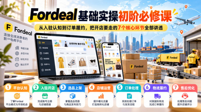 Fordeal基础实操初阶必修课，从入驻认知到订单履约，把开店要走的7个核心环节全部讲透-宝藏屋创业网