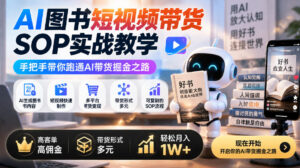 AI图书短视频带货SOP实战教学,手把手带你跑通AI带货掘金之路,高客单高佣金,带货形式多元,轻松月入1W+(更新1012)-宝藏屋创业网