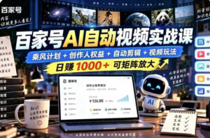 百家号自动矩阵玩法,长期可以做的项目,日入1k+,真正的睡后收入-宝藏屋创业网