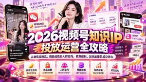 (20860期)2026视频号知识IP投放运营全攻略:从微信豆投流、商品挂载到人群定向、预算控制、加热放量及成交优化-宝藏屋创业网