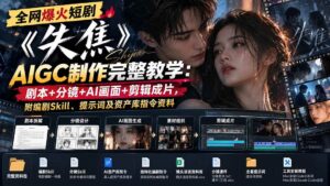 （20805期）全网爆火短剧《失焦》AIGC制作完整教学：剧本+分镜+AI画面+剪辑成片，附编剧Skill、提示词及资产库指令资料-宝藏屋创业网