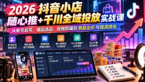 (20998期)2026抖音小店随心推+千川全域投放实战课:从账号起号、爆品选品、视频剪辑到测品出价与投流优化-宝藏屋创业网