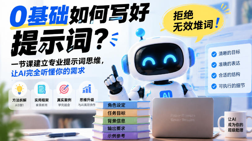 0基础如何写好提示词，拒绝无效堆词！一节课建立专业提示词思维，让AI完全听懂你的需求-宝藏屋创业网
