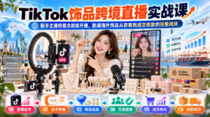 TikTok饰品跨境直播实战课，新手主播照着念就能开播，跑通海外饰品从获客到成交收款的完整闭环-宝藏屋创业网
