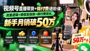 (20886期)视频号直播带货+微付费进阶课-更新1010:流量逻辑+微信豆投放+微付费优化,新手月销破50万-宝藏屋创业网