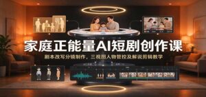 家庭正能量AI短剧创作课:剧本改写分镜制作,三视图人物管控及解说剪辑教学-宝藏屋创业网