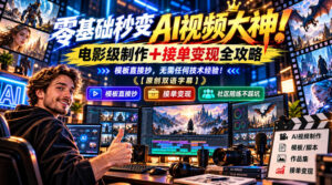 零基础秒变AI视频大神！电影级制作+接单变现全攻略，模板直接抄，无需任何技术经验！【原创双语字幕】-宝藏屋创业网