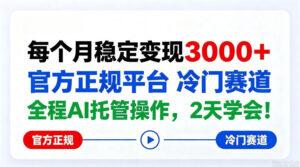 保底月入3k＋，官方正规平台冷门赛道，全程ai操作人人可做！【揭秘】-宝藏屋创业网