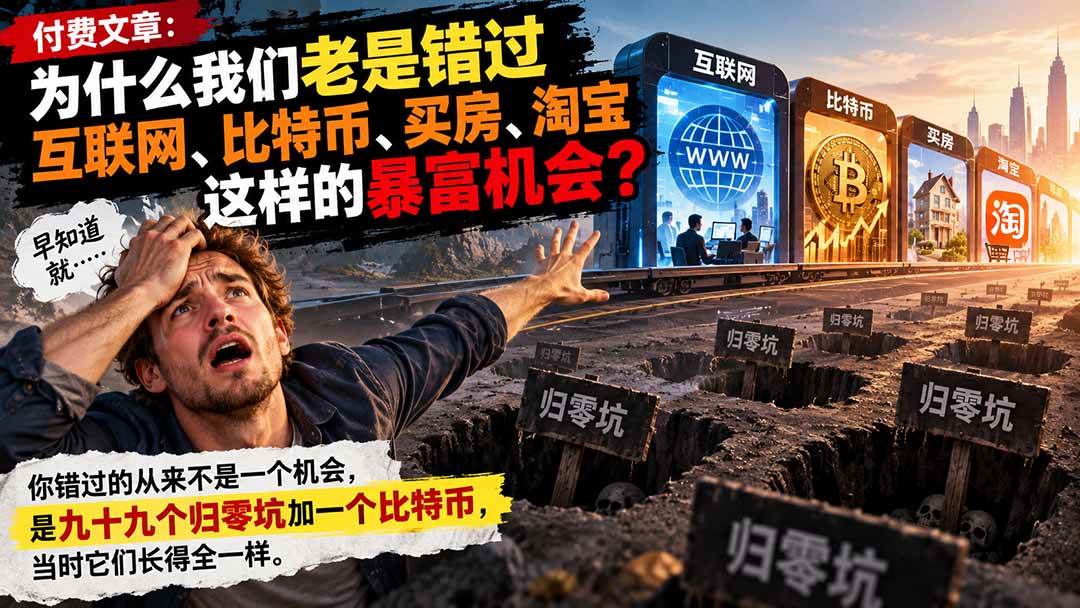 （20834期）付费文章：为什么我们老是错过互联网、比特币、买 房、淘宝这样的暴富机会？-宝藏屋创业网