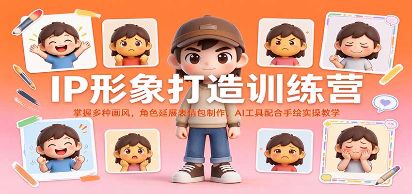 IP形象打造训练营：掌握多种画风，角色延展表情包制作，AI工具配合手绘实操教学-宝藏屋创业网