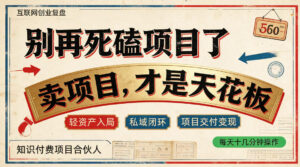 做项目不如卖项目,做知识付费自己当老板,普通人死磕项目賺钱,聪明人贩卖项目认知賺钱【揭秘】-宝藏屋创业网