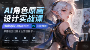 AI角色原画设计实战课|Holopix AI智能创作+PS手绘精修,零基础游戏美术全流程教学-宝藏屋创业网