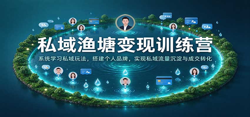 私域渔塘变现训练营：系统学习私域玩法，搭建个人品牌，实现私域流量沉淀与成交转化-宝藏屋创业网
