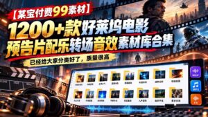 （20797期）【某宝付费99素材】1200+款好莱坞电影预告片配乐转场音效素材库合集-宝藏屋创业网