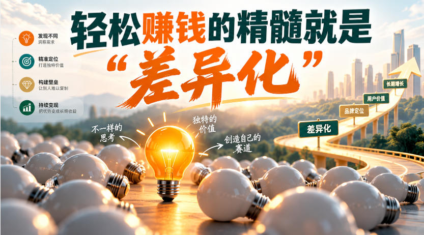 某公众号付费文章：轻松賺钱的精髓就是“差异化”-宝藏屋创业网