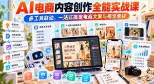 【无水印】AI电商内容创作全能实战课|多工具联动,一站式搞定电商文案与视觉素材-宝藏屋创业网