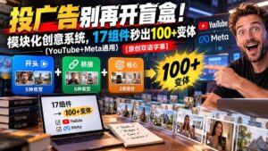（20840期）投广告别再开盲盒！模块化创意系统，17组件秒出100+变体（YouTube+Meta通用）【原创双语字幕】-宝藏屋创业网