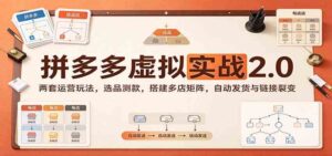 拼多多虚拟实战2.0:两套运营玩法,选品测款,搭建多店矩阵,自动发货与链接裂变-宝藏屋创业网