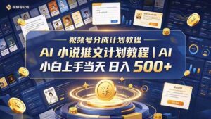 (20937期)最新视频号分成计划教程|AI 小说推文,小白上手当天日入 500+-宝藏屋创业网