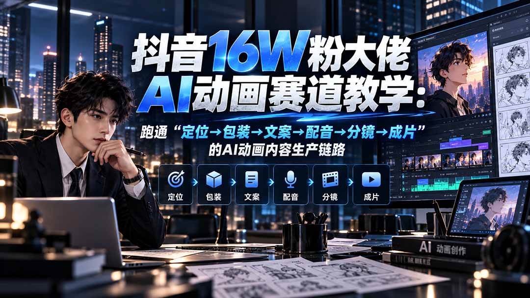 （20791期）抖音16W粉大佬规则门禁AI动画赛道教学：跑通“定位→包装→文案→配音→分镜→成片”的AI动画内容生产链路-宝藏屋创业网