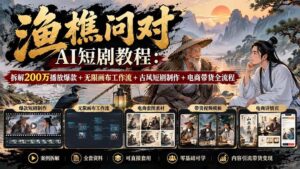 （20772期）【无水印】渔樵问对AI短剧教程：拆解200万播放爆款+无限画布工作流+古风短剧制作+电商带货全流程-宝藏屋创业网