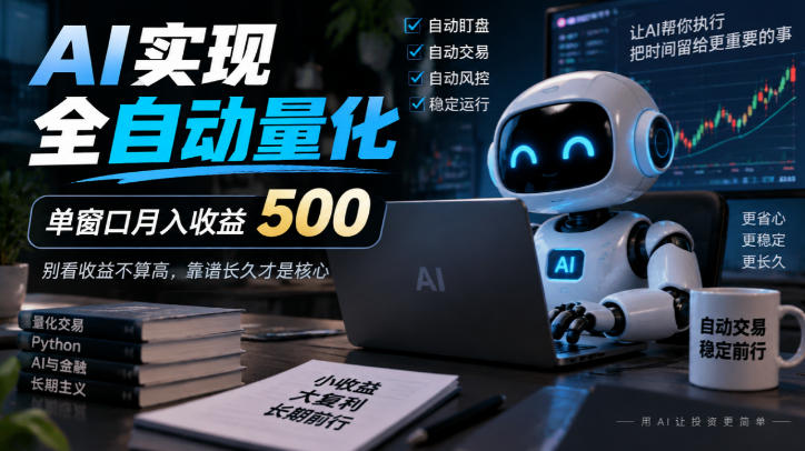 AI实现全自动量化,单窗口月入收益500,别看收益不算高,靠谱长久才是核心【揭秘】 AI实现全自动量化,单窗口月入收益500,别看收益不算高,靠谱长久才是核心【揭秘】