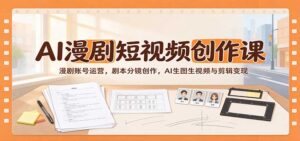 AI漫剧短视频创作课:漫剧账号运营,剧本分镜创作,AI生图生视频与剪辑变现-宝藏屋创业网
