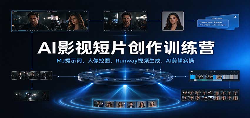 AI影视短片创作训练营：MJ提示词，人像控图，Runway视频生成，AI剪辑实操-宝藏屋创业网