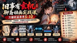 （20789期）旧事有玄机AI聊斋动画实战9月新课：万播收益参考5-10，从故事文案、人物场景到分镜生视频，跑通精选商单收徒-宝藏屋创业网