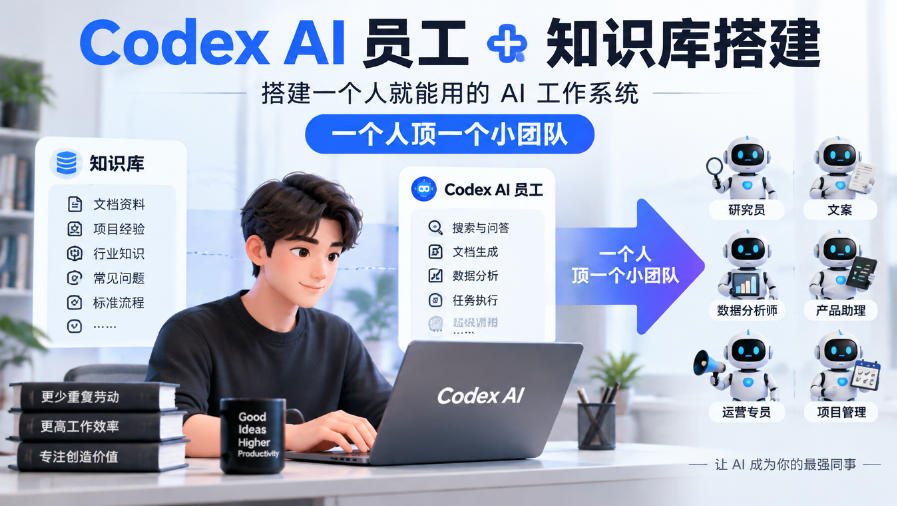 Codex AI员工+知识库搭建,搭建一个人就能用的AI工作系统,一个人顶一个小团队 Codex AI员工+知识库搭建,搭建一个人就能用的AI工作系统,一个人顶一个小团队