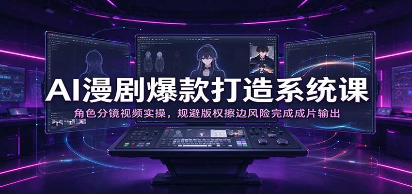 AI漫剧爆款打造系统课：角色分镜视频实操，规避版权擦边风险完成成片输出-宝藏屋创业网