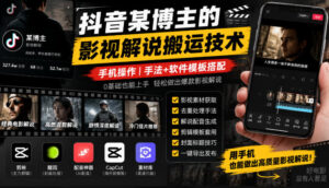 抖音某博主的影视解说搬运技术，手机操作，手法+软件模板搭配-宝藏屋创业网