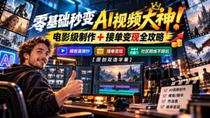 (20897期)零基础秒变AI视频大神!电影级制作 + 接单变现全攻略,模板直接抄,社区陪练不踩坑【原创双语字幕】-宝藏屋创业网