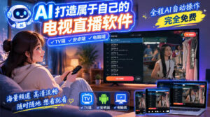 一个提示词，AI全自动做出电视直播软件，电脑、安卓、电视三端通用，完全免费，画质流畅不卡顿-宝藏屋创业网
