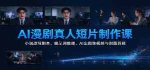 AI漫剧真人短片制作课:小说改写剧本,提示词推理、AI出图生视频与封面剪辑-宝藏屋创业网