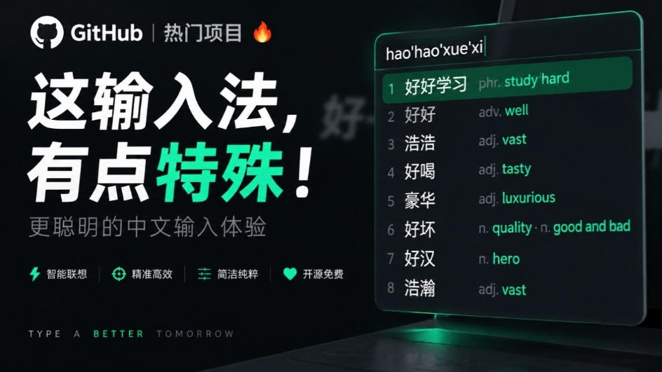 GitHub上4.9k stars的国产输入法，开发者怎么会如此有创意！一边打字边记单词，太厉害了青简输入法-宝藏屋创业网