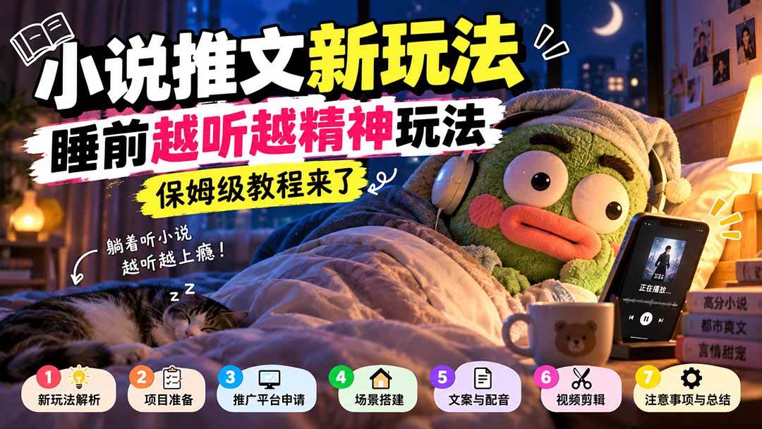 （20947期）小说推文新玩法，睡前越听越精神玩法，保姆级教程来了
