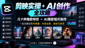 剪映实操+AI创作全攻略|几十种爆款特效+AI爆款短片制作,一站式搞定账号搭建、内容运营、涨粉与变现-宝藏屋创业网