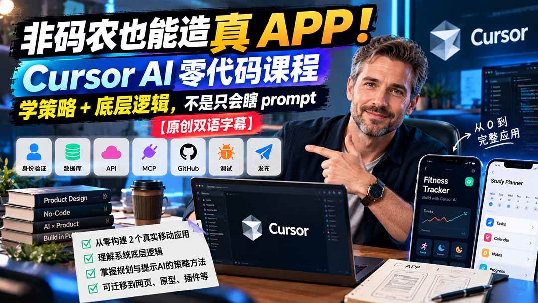 （20810期）非码农也能造真 APP！Cursor AI 零代码课程：学策略 + 底层逻辑，不是只会瞎 prompt【原创双语字幕】-宝藏屋创业网