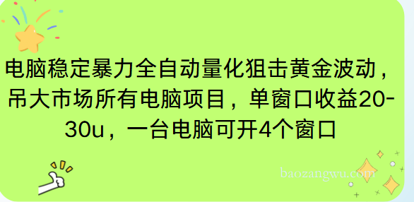 电脑EA策略挂机项目单窗口收益20-30u,单电脑可挂5-10个窗口收益稳健4位数-第1张图片-冲锋网